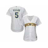 Women's Majestic Milwaukee Brewers #5 Jonathan Villar Authentic White Alternate Cool Base MLB Jersey