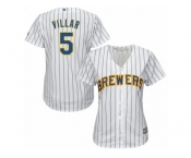 Women's Majestic Milwaukee Brewers #5 Jonathan Villar Authentic White Alternate Cool Base MLB Jersey