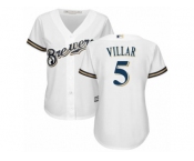 Women's Majestic Milwaukee Brewers #5 Jonathan Villar Replica White Home Cool Base MLB Jersey