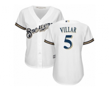 Women's Majestic Milwaukee Brewers #5 Jonathan Villar Replica White Home Cool Base MLB Jersey