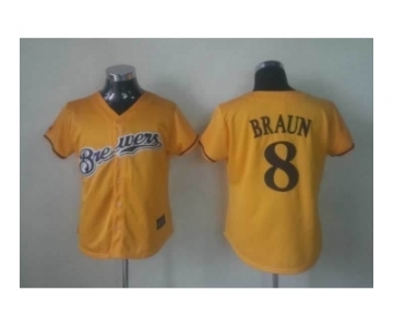 women mlb jerseys milwaukee brewers #8 braun yellow