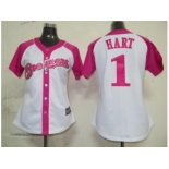 women mlb milwaukee brewers #1 hart white pink[2012]