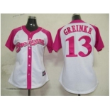 women mlb milwaukee brewers #13 greinke white pink[2012]