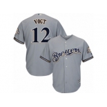 Youth Majestic Milwaukee Brewers #12 Stephen Vogt Authentic Grey Road Cool Base MLB Jersey