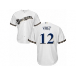 Youth Majestic Milwaukee Brewers #12 Stephen Vogt Authentic White Home Cool Base MLB Jersey