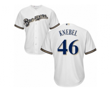 Youth Majestic Milwaukee Brewers #46 Corey Knebel Authentic White Home Cool Base MLB Jersey