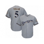 Youth Majestic Milwaukee Brewers #5 Jonathan Villar Replica Grey Road Cool Base MLB Jersey