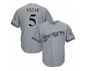 Youth Majestic Milwaukee Brewers #5 Jonathan Villar Replica Grey Road Cool Base MLB Jersey