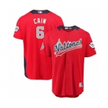 Youth Majestic Milwaukee Brewers #6 Lorenzo Cain Game Red National League 2018 MLB All-Star MLB Jersey