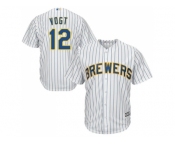 Youth Milwaukee Brewers #12 Stephen Vogt White Strip Cool Base Stitched MLB Jersey