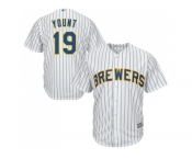 Youth Milwaukee Brewers #19 Robin Yount White Strip Cool Base Stitched MLB Jersey