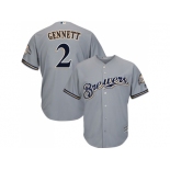 Youth Milwaukee Brewers #2 Scooter Gennett Grey Cool Base Stitched MLB Jersey