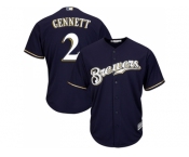 Youth Milwaukee Brewers #2 Scooter Gennett Navy blue Cool Base Stitched MLB Jersey