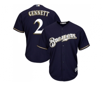 Youth Milwaukee Brewers #2 Scooter Gennett Navy blue Cool Base Stitched MLB Jersey