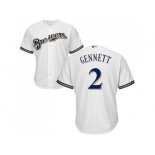 Youth Milwaukee Brewers #2 Scooter Gennett White Cool Base Stitched MLB Jersey