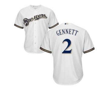 Youth Milwaukee Brewers #2 Scooter Gennett White Cool Base Stitched MLB Jersey