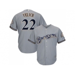 Youth Milwaukee Brewers #22 Christian Yelich Grey Cool Base Stitched MLB Jersey