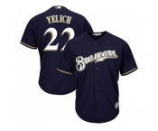 Youth Milwaukee Brewers #22 Christian Yelich Navy blue Cool Base Stitched MLB Jersey