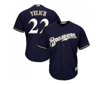 Youth Milwaukee Brewers #22 Christian Yelich Navy blue Cool Base Stitched MLB Jersey