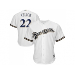 Youth Milwaukee Brewers #22 Christian Yelich White Cool Base Stitched MLB Jersey