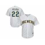 Youth Milwaukee Brewers #22 Christian Yelich White Strip Cool Base Stitched MLB Jersey