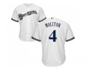 Youth Milwaukee Brewers #4 Paul Molitor White Cool Base Stitched MLB Jersey