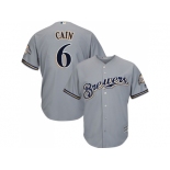 Youth Milwaukee Brewers #6 Lorenzo Cain Grey Cool Base Stitched MLB Jersey