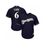 Youth Milwaukee Brewers #6 Lorenzo Cain Navy blue Cool Base Stitched MLB Jersey