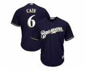 Youth Milwaukee Brewers #6 Lorenzo Cain Navy blue Cool Base Stitched MLB Jersey