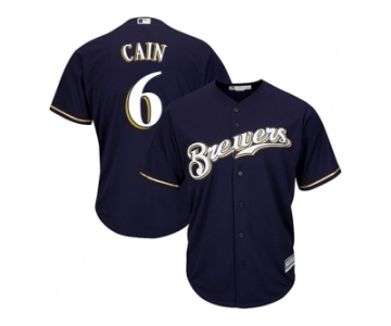 Youth Milwaukee Brewers #6 Lorenzo Cain Navy blue Cool Base Stitched MLB Jersey