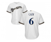 Youth Milwaukee Brewers #6 Lorenzo Cain White Cool Base Stitched MLB Jersey