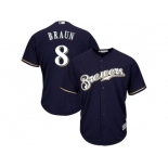 Youth Milwaukee Brewers #8 Ryan Braun Blue Cool Base Stitched MLB Jersey