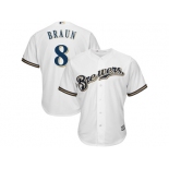 Youth Milwaukee Brewers #8 Ryan Braun White Cool Base Stitched MLB Jersey