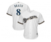 Youth Milwaukee Brewers #8 Ryan Braun White Cool Base Stitched MLB Jersey