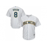 Youth Milwaukee Brewers #8 Ryan Braun White(blue stripe) Cool Base Stitched MLB Jersey