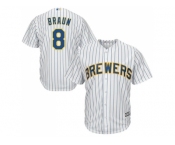 Youth Milwaukee Brewers #8 Ryan Braun White(blue stripe) Cool Base Stitched MLB Jersey