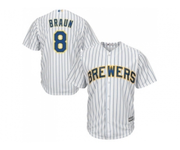 Youth Milwaukee Brewers #8 Ryan Braun White(blue stripe) Cool Base Stitched MLB Jersey