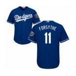 Youth Majestic Los Angeles Dodgers #11 Logan Forsythe Authentic Royal Blue Alternate Cool Base 2018 World Series MLB Jersey