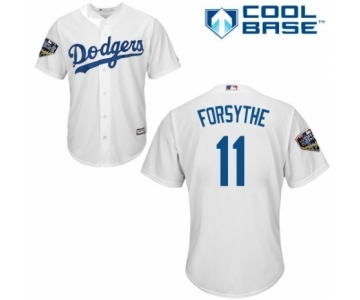 Youth Majestic Los Angeles Dodgers #11 Logan Forsythe Authentic White Home Cool Base 2018 World Series MLB Jersey