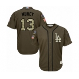 Youth Majestic Los Angeles Dodgers #13 Max Muncy Authentic Green Salute to Service 2018 World Series MLB Jersey