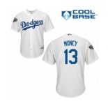 Youth Majestic Los Angeles Dodgers #13 Max Muncy Authentic White Home Cool Base 2018 World Series MLB Jersey