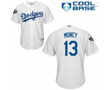 Youth Majestic Los Angeles Dodgers #13 Max Muncy Authentic White Home Cool Base 2018 World Series MLB Jersey