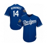 Youth Majestic Los Angeles Dodgers #14 Enrique Hernandez Authentic Royal Blue Alternate Cool Base 2018 World Series MLB Jersey