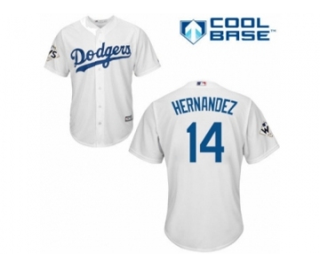 Youth Majestic Los Angeles Dodgers #14 Enrique Hernandez Replica White Home 2017 World Series Bound Cool Base MLB Jersey