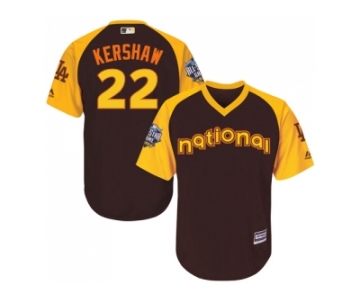 Youth Majestic Los Angeles Dodgers #22 Clayton Kershaw Authentic Brown 2016 All-Star National League BP Cool Base MLB Jersey