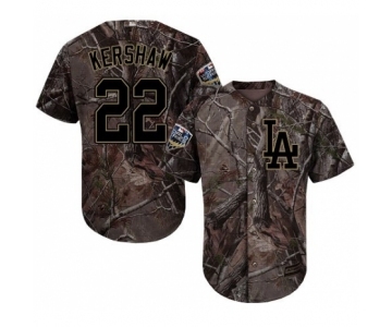 Youth Majestic Los Angeles Dodgers #22 Clayton Kershaw Authentic Camo Realtree Collection Flex Base 2018 World Series MLB Jersey