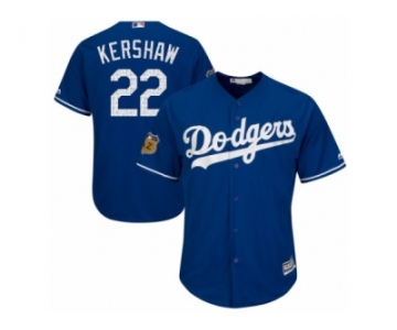 Youth Majestic Los Angeles Dodgers #22 Clayton Kershaw Authentic Royal Blue 2017 Spring Training Cool Base MLB Jersey