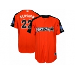 Youth Majestic Los Angeles Dodgers #22 Clayton Kershaw Replica Orange National League 2017 MLB All-Star MLB Jersey