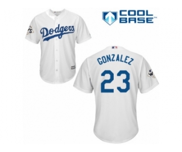 Youth Majestic Los Angeles Dodgers #23 Adrian Gonzalez Replica White Home 2017 World Series Bound Cool Base MLB Jersey