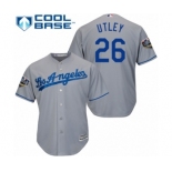 Youth Majestic Los Angeles Dodgers #26 Chase Utley Authentic Grey Road Cool Base 2018 World Series MLB Jersey